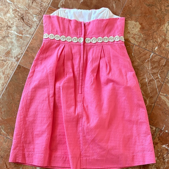 Lilly Pulitzer Pink Strapless Dress with Gold Accents 4 - Picture 4 of 5